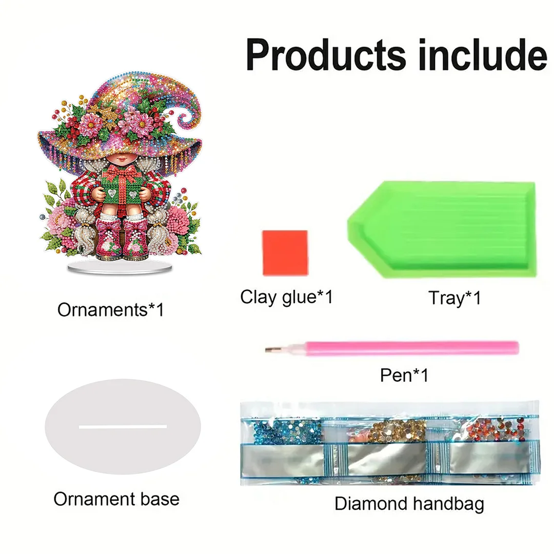 2D Flat Acrylic Girl DIY Desktop Diamond Art Kits for Home Office Desktop Decor