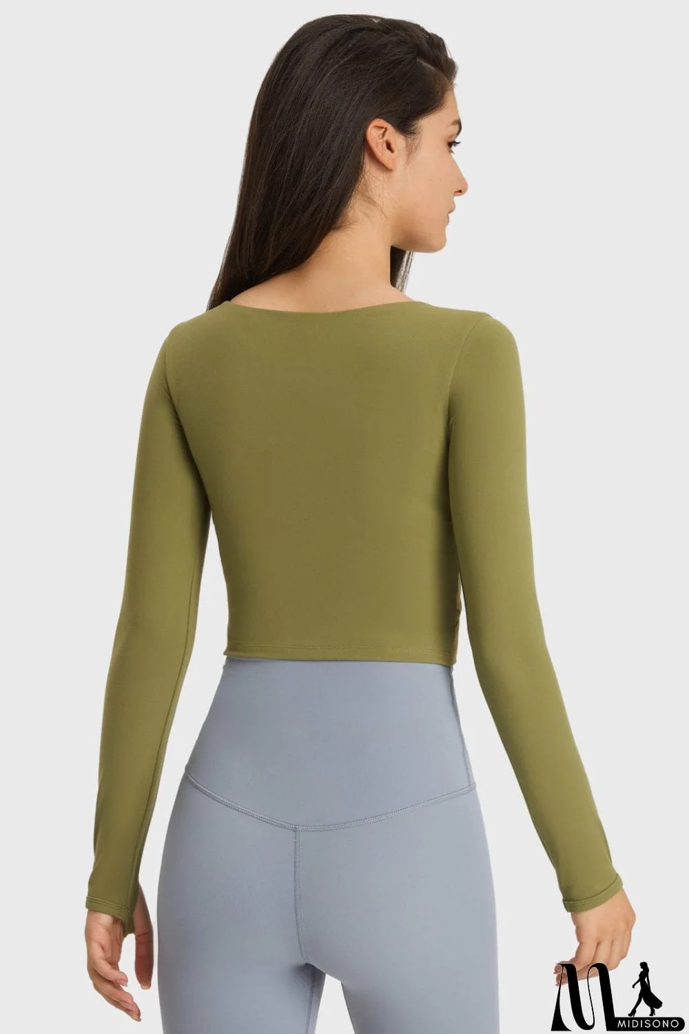 MidiSono - Cutout Long Sleeve Cropped Sports Top