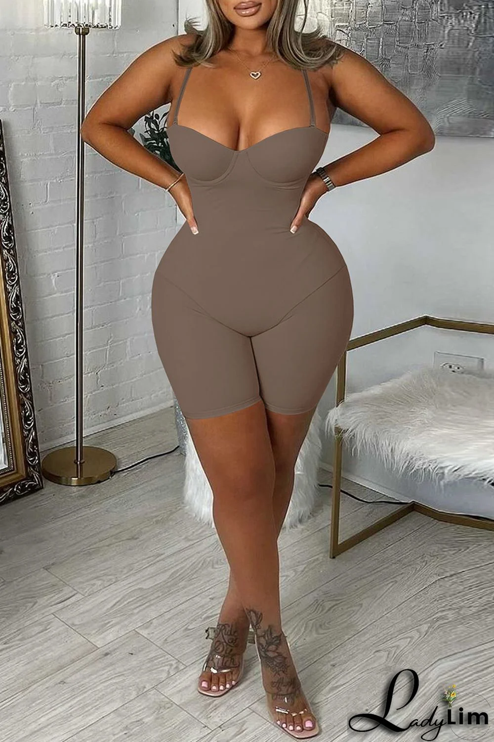 Pink Sexy Casual Solid Backless Spaghetti Strap Skinny Romper