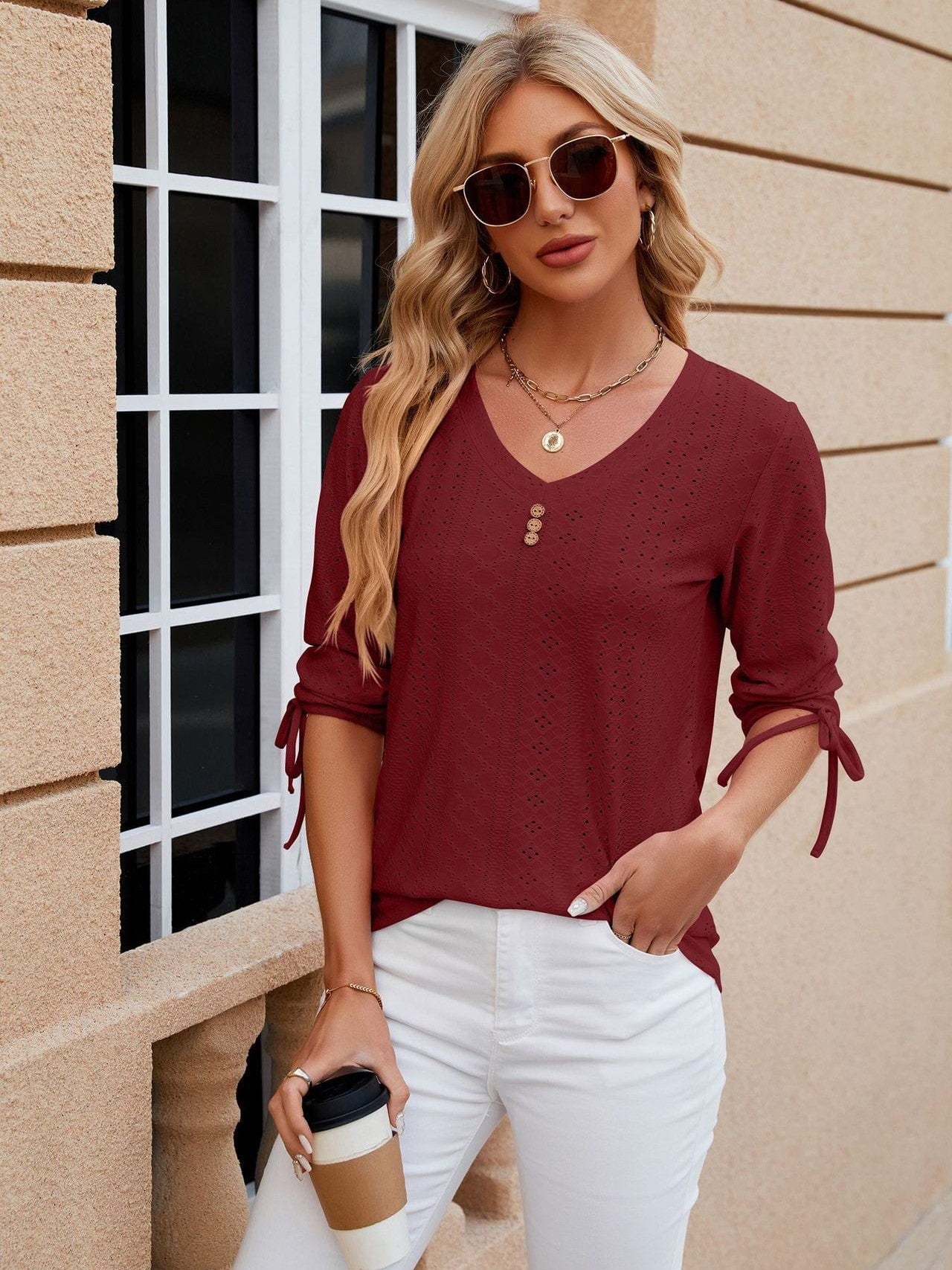 Grey Ribbed Knit Top with Short Sleeves