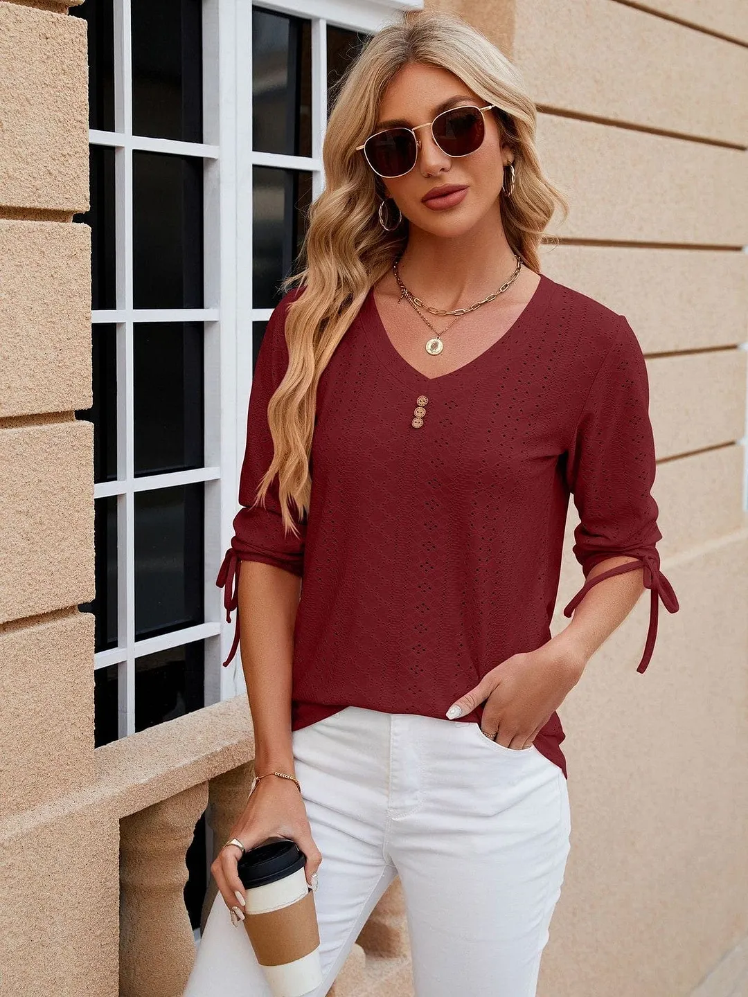 Grey Ribbed Knit Top with Short Sleeves