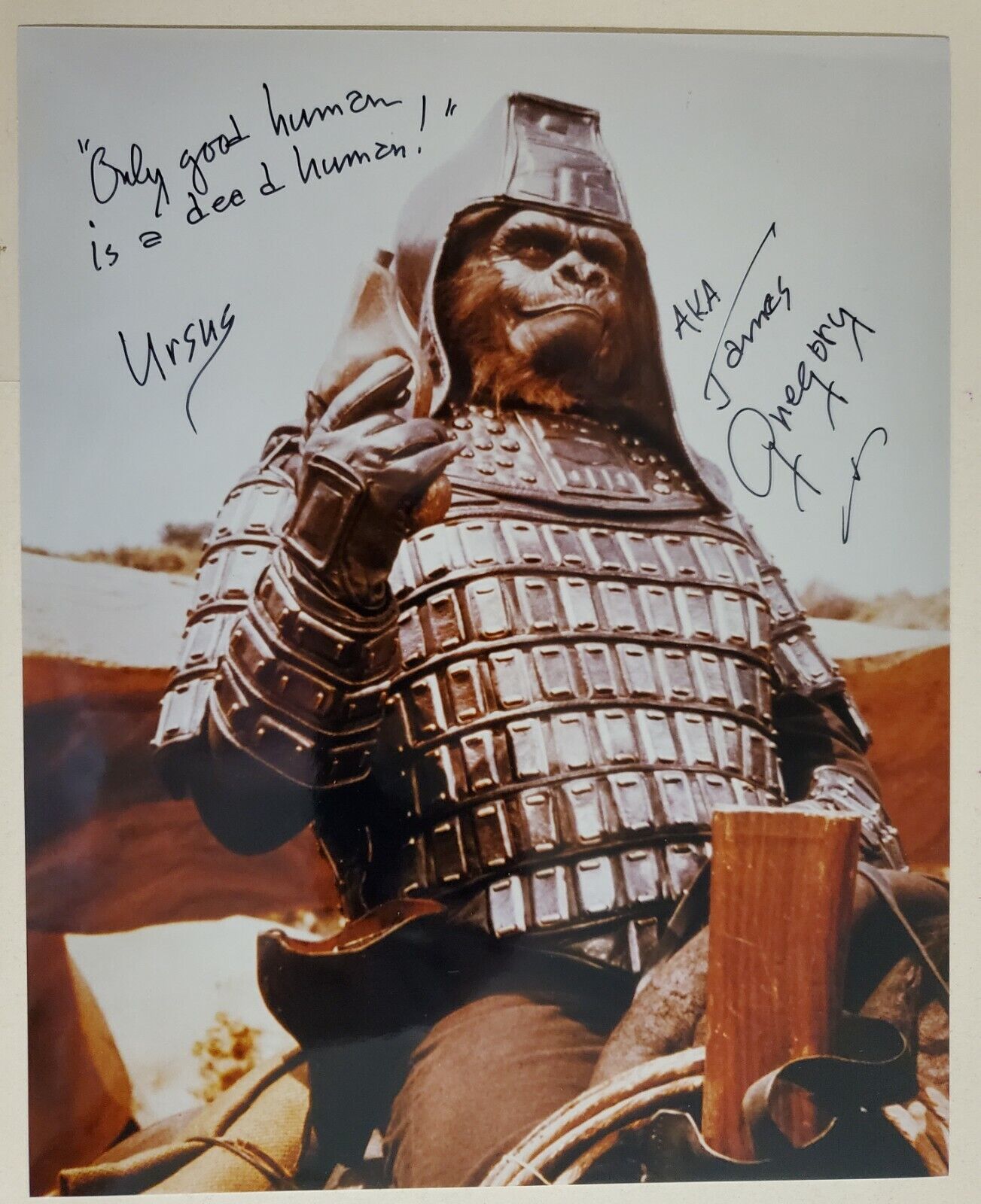 JAMES GREGORY SIGNED AUTOGRAPHED THE PLANET OF THE APES COLOR Photo Poster painting GEN. URSUS