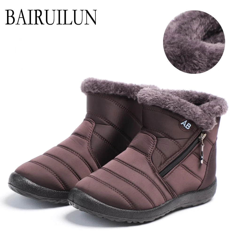 Snow Boots Women Shoes Warm Plush Fur Ankle Boots Winter Female Slip On Flat Casual Shoes 2020  Waterproof Ultralight Footwear