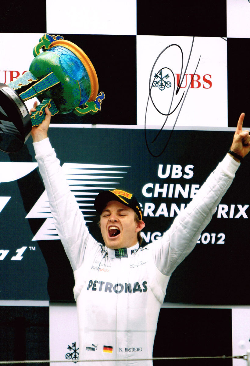 Nico Rosberg SIGNED Autograph 12x8 Photo Poster painting AFTAL COA Mercedes China 2012 F1 Podium