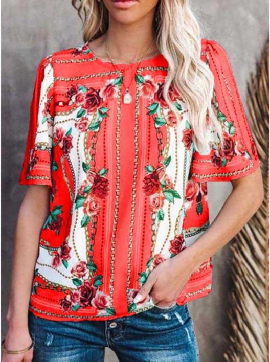 Women Half Sleeve V-neck Solid Color Dress