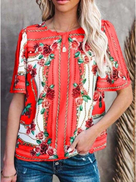 Women Half Sleeve V-neck Solid Color Dress