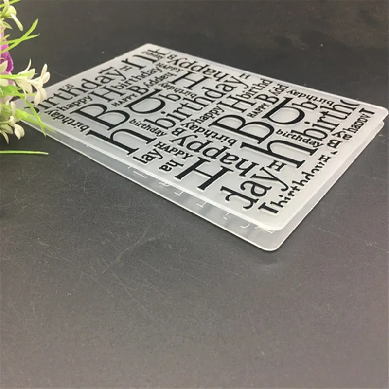 HAPPY BIRTHDAY Plastic Embossing Folder For Scrapbook DIY Album Card Tool Plastic Template