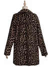 Leopard Print Lapel Long Sleeve Warm Coat