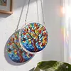(18.5cm)DIY Acrylic Jigsaw Puzzle Window Hanging with Hanging Chain DIY Stained Glass Decoration Round Window Puzzle Decor for DIY Craft Project (Stained Glass Tree)