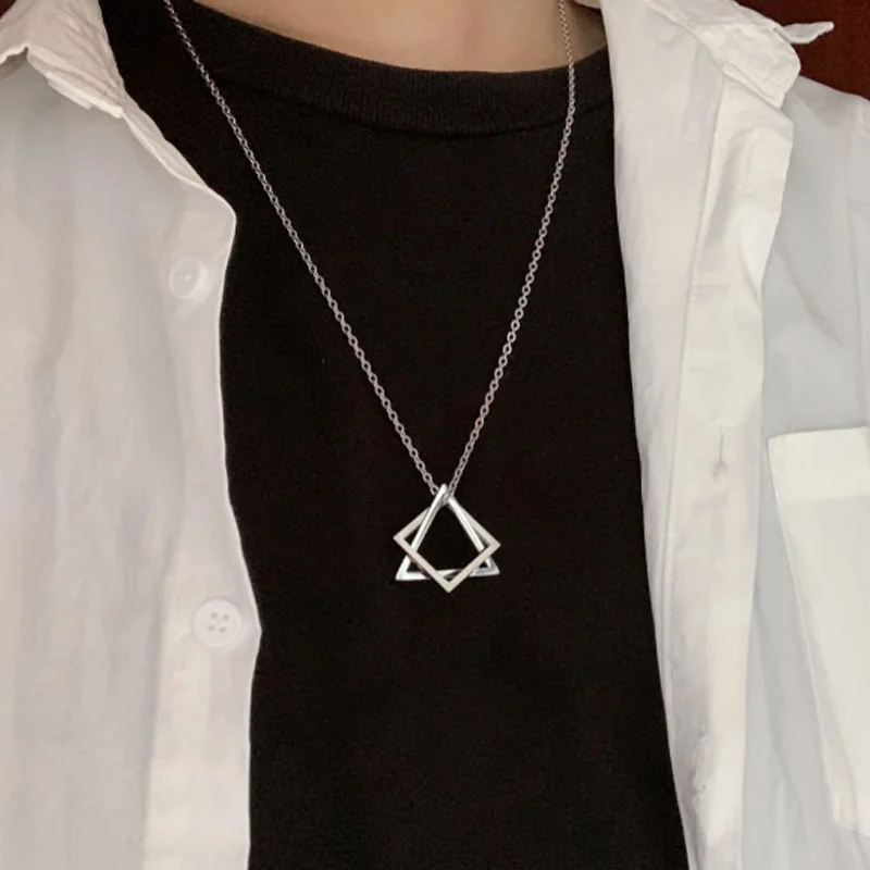 Stylish geometric triangle hip hop necklace Techwear Shop