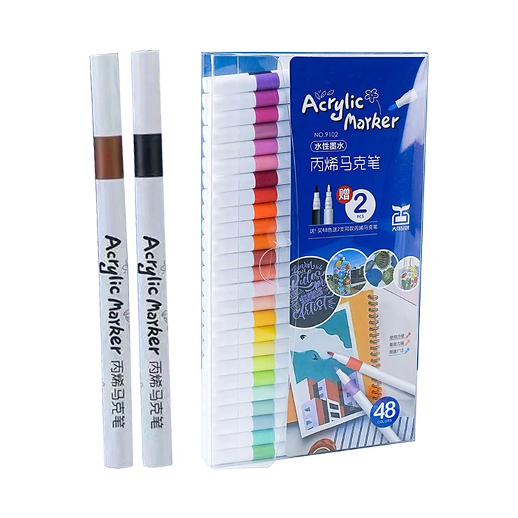 Acrylic Color Marker Set DIY Drawing Pen Assorted Colors For Wood (48 Colors)
