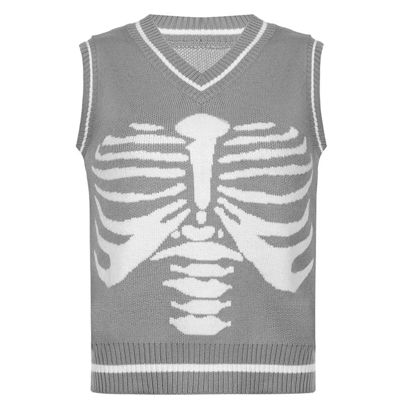 Darlingaga Harajuku Skull Print Loose Autumn Winter Sweater Women Pullovers Casual y2k Knitwear Jumpers 2020 Korean Sweaters New