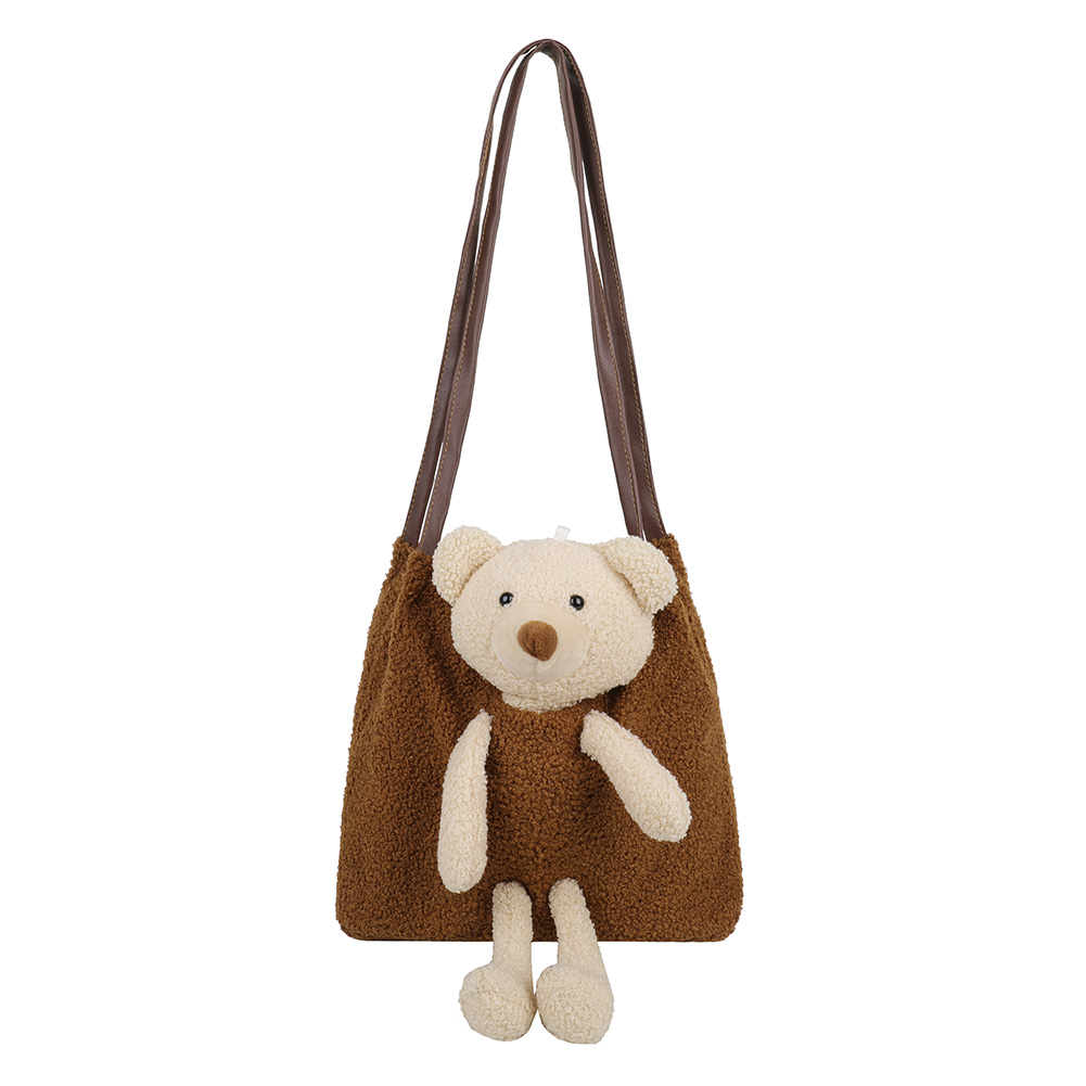 

Sweet Plush Large Capacity Handbag Cute Bear Doll Shoulder Bag Totes, Yellow, 501 Original
