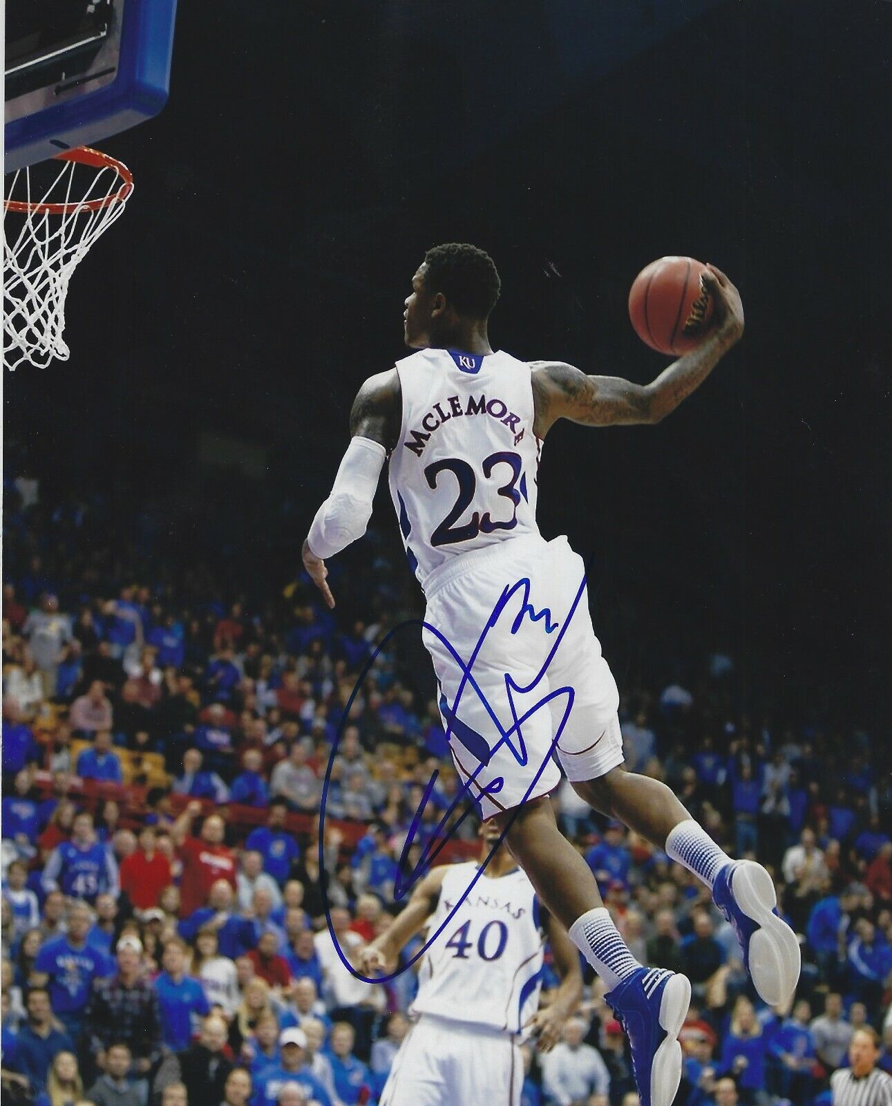 Autographed BEN MCLEMORE Kansas Jayhawks 8x10 Photo Poster painting w/COA