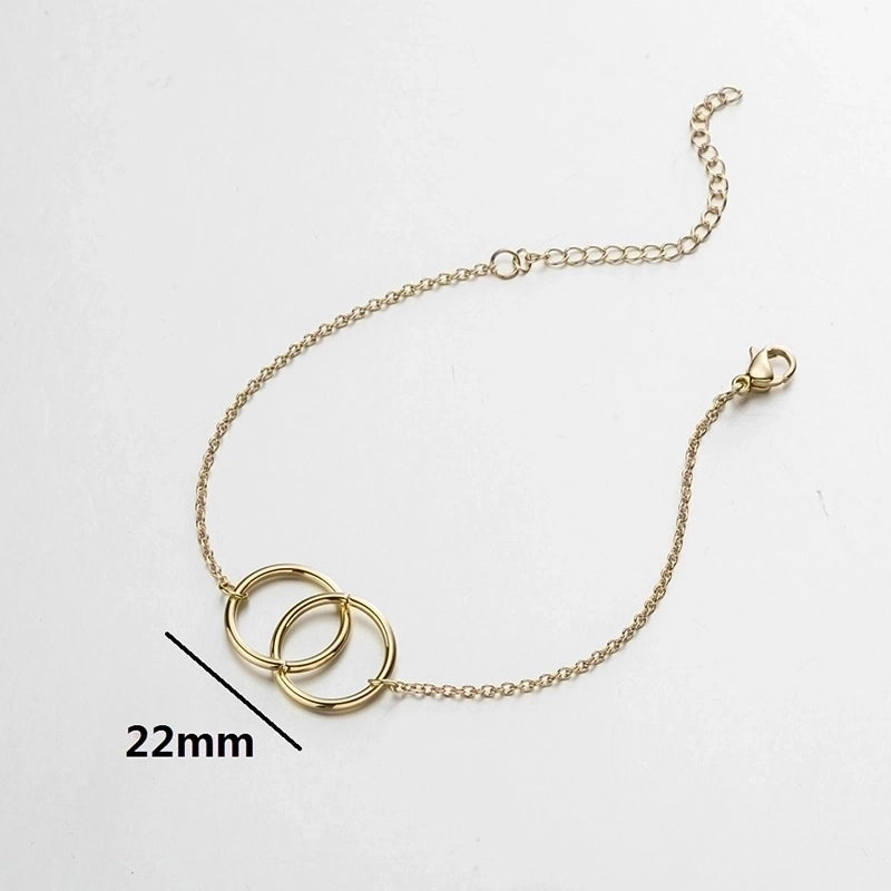 Casual Minimalist Classic Style Double Ring 201 Stainless Steel 18K Gold Plated Bracelets In Bulk