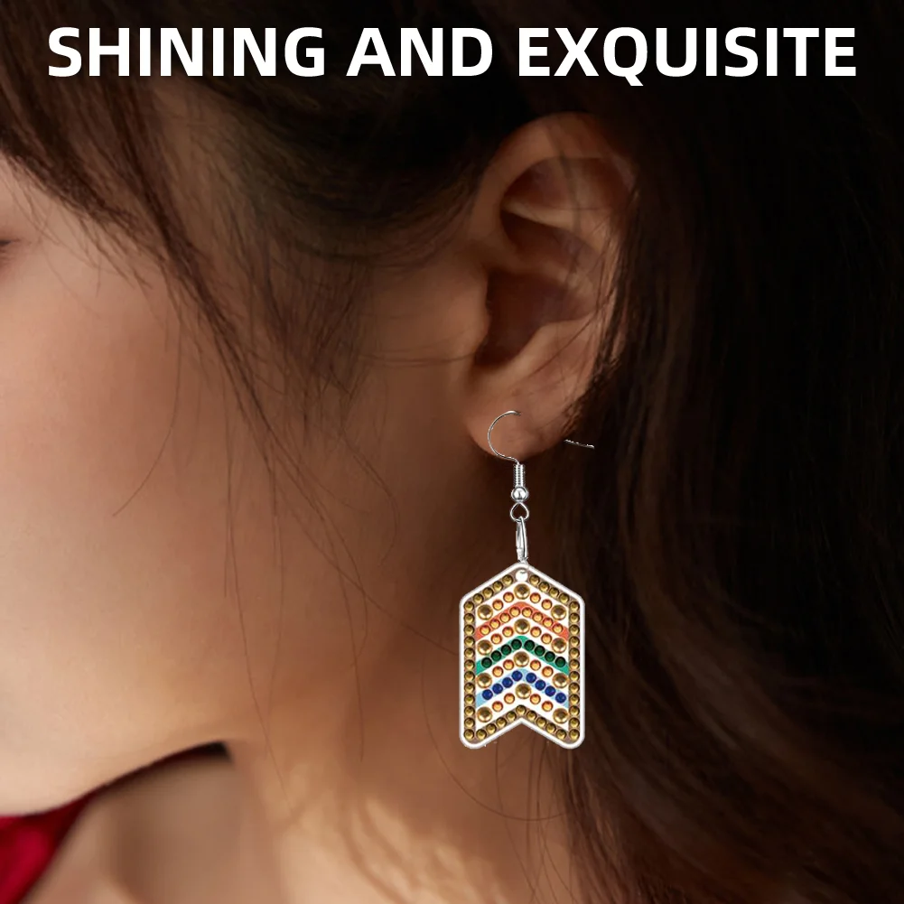 12 Pairs Pattern DIY Diamond Art Earrings Double Sided Diamond Painting Earrings