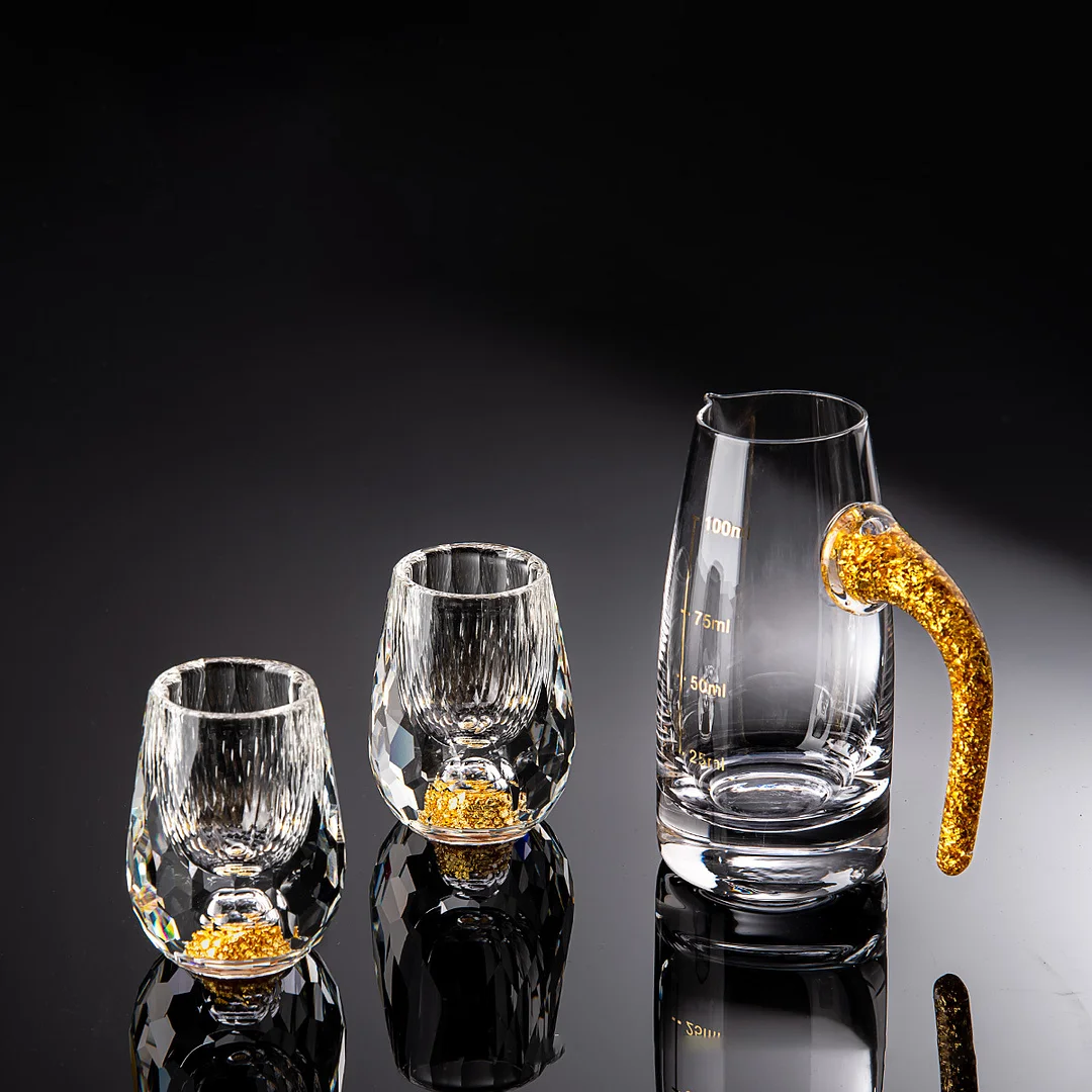 3D Glacier Whisky Glass Cup Crystal Gold Foil Shot poharak