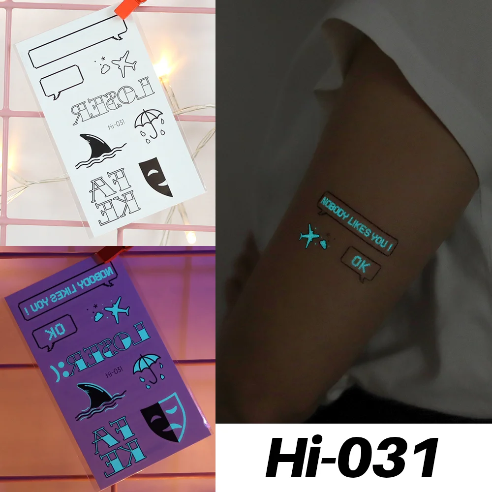Sdrawing Luminous Tattoo Stickers Labyrinth Glowing Temporary Geometric Tattoo Waterproof Small Tatoo Body Art Fake Tattos Men Women