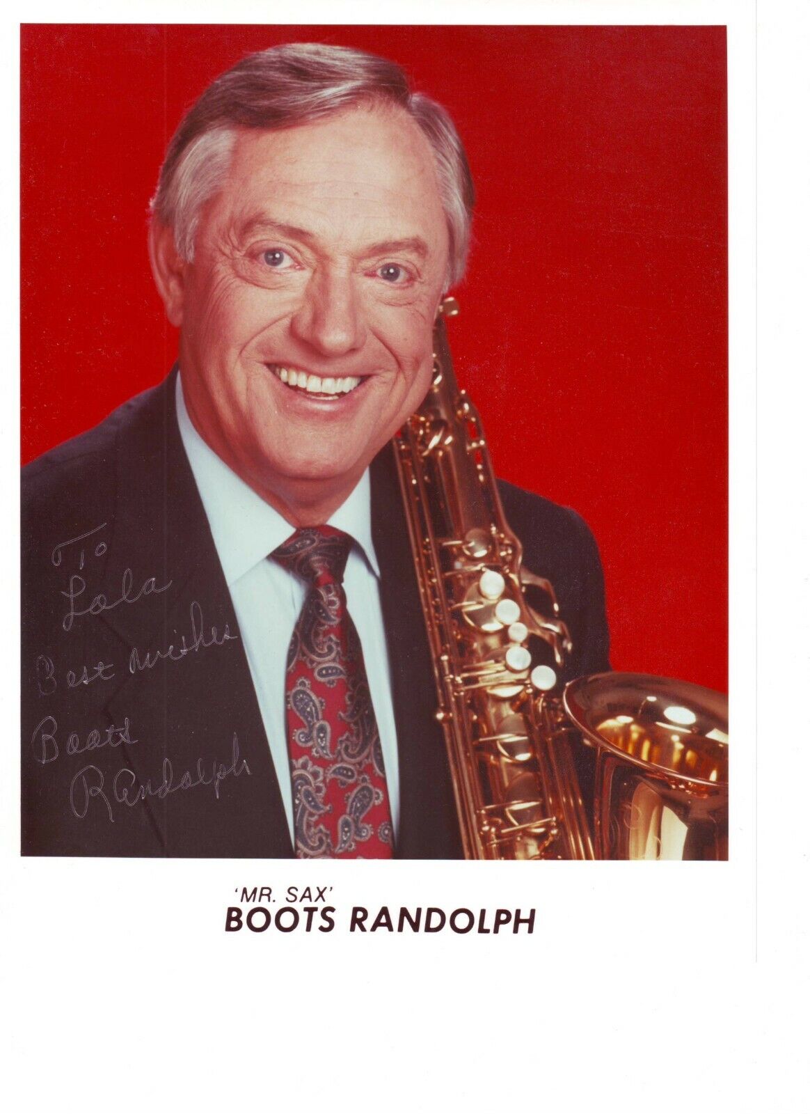 Boots Randolph (20x25 cm) Original Autographed Photo Poster painting