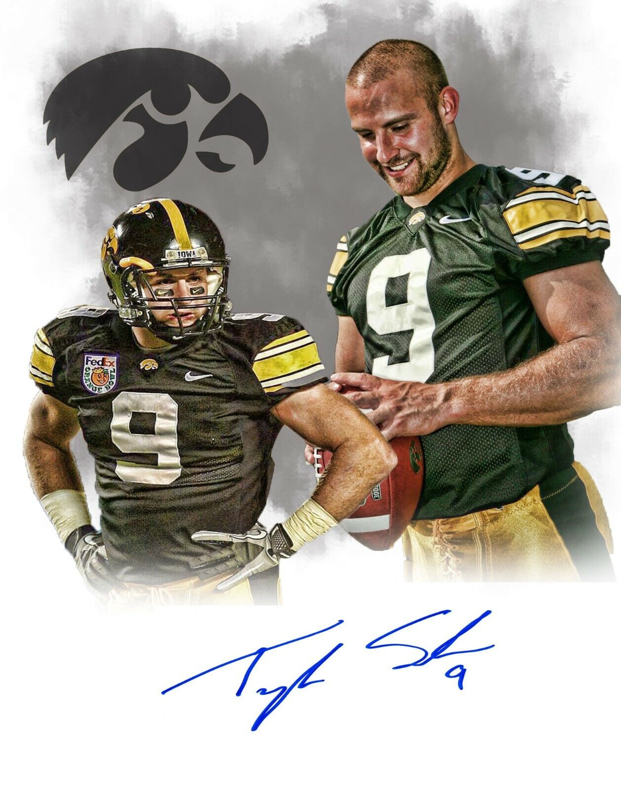TYLER SASH Reprinted autograph signed 8x10 football Photo Poster painting Iowa Hawkeyes HAWKS