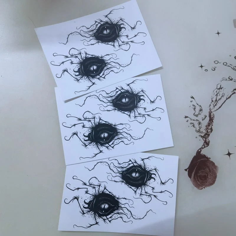 New Dark Spider Pattern Tattoo Sticker Men Waterproof Lasting Alternative Art Fake Tattoo Reptile Hand Back Neck Tattoo Sticker