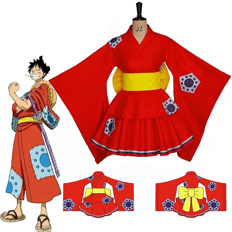 Anime One Piece Monkey D. Luffy Dress Kimono (Wano Country)