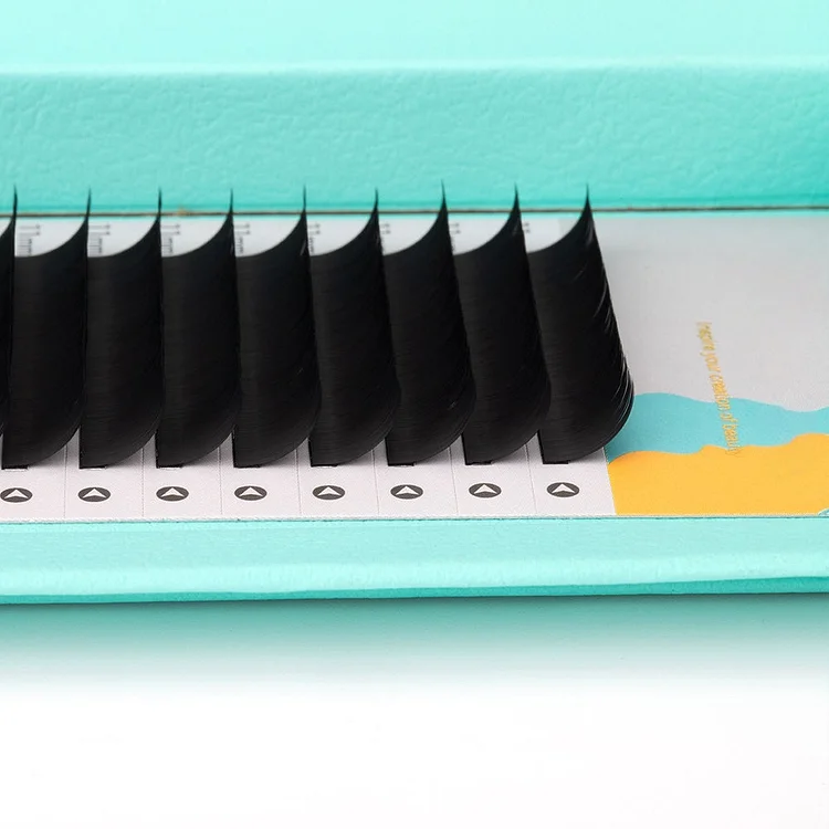 Private Label Flat Ellipse Faux Mink Lash Extensions | J Curl | 6&ndash;12mm | Matte Black