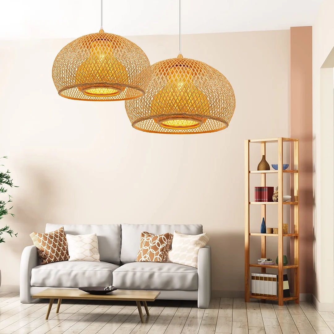 Bamboo Pendant Lights - Handmade Wooden Lampshade Hanging