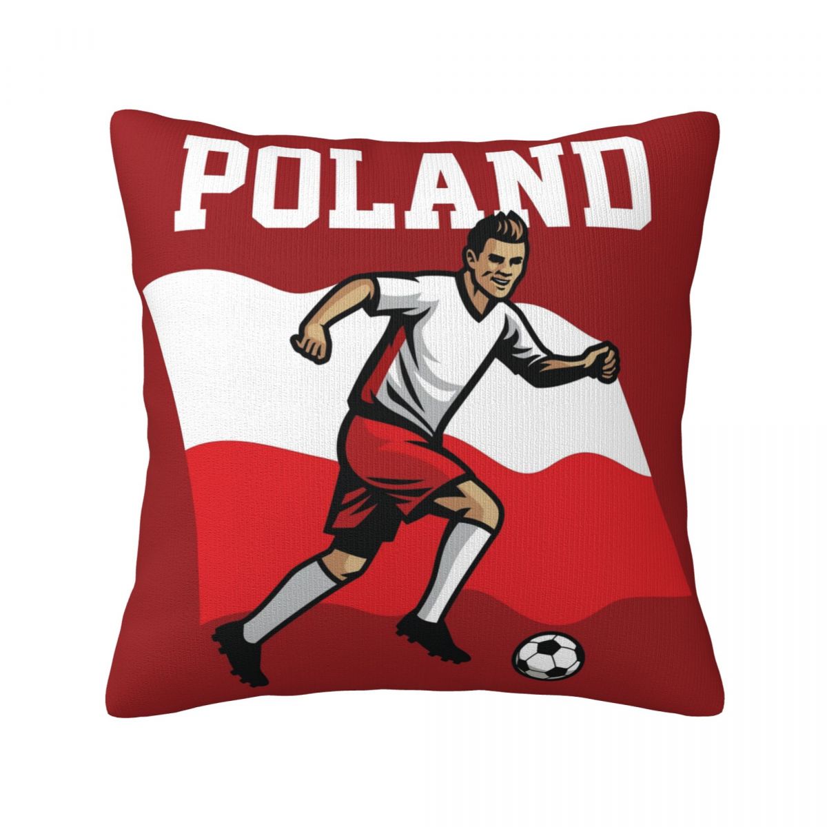 Poland Soccer Player Decorative Square Throw Pillow Covers