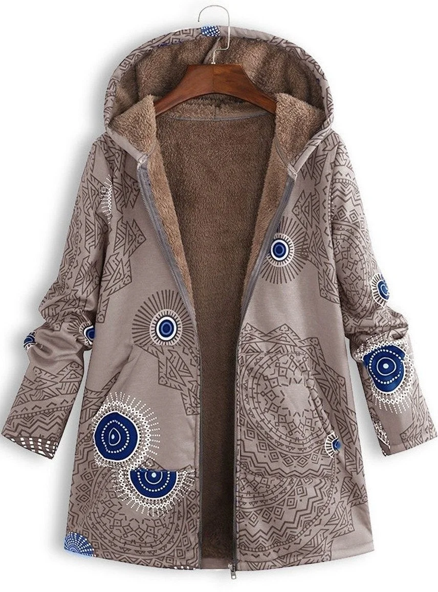 Hooded Abstract Print Coat | EGEMISS