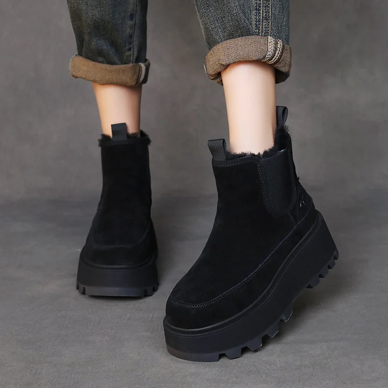 Yyvonne Skin Thick Bottom Pine Ice Boots Women 2025 Winter New Warm Thick Velvet Short Boots Comfortable Leisure Cotton Boots