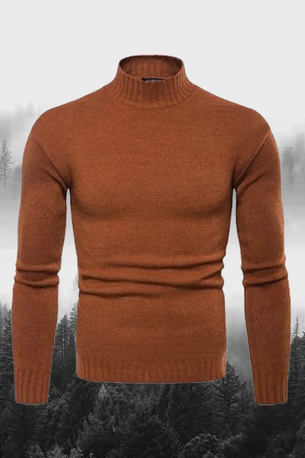 Half Turtleneck Solid Color Sweater-mysite