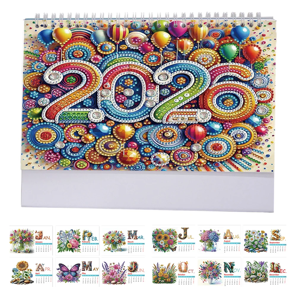 2026 Calendar Diamond Painting Kit DIY Diamond Art Desk Calendar for Home Office