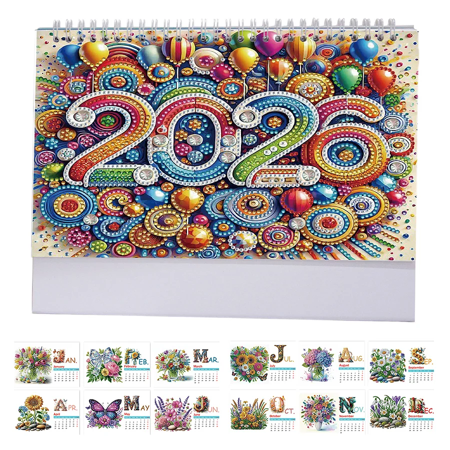 Generisch Diamond Painting Calendrier De Table 2026 12 Mois, Calendrier