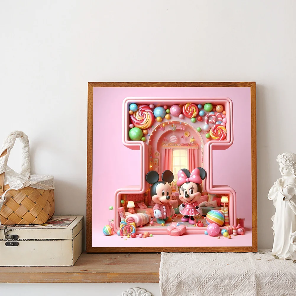 Full Round Diamond Painting 40*40cm - Mickey Minnie Alphabet