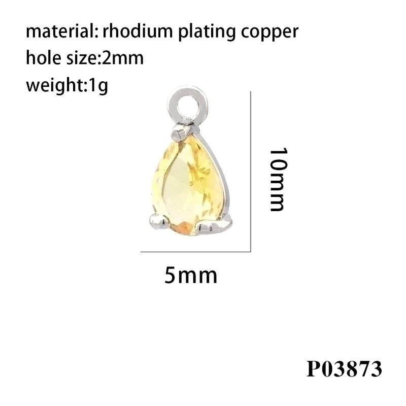 Minimalist Water Droplets Copper Plating Inlay Zircon 18k Gold Plated Charms