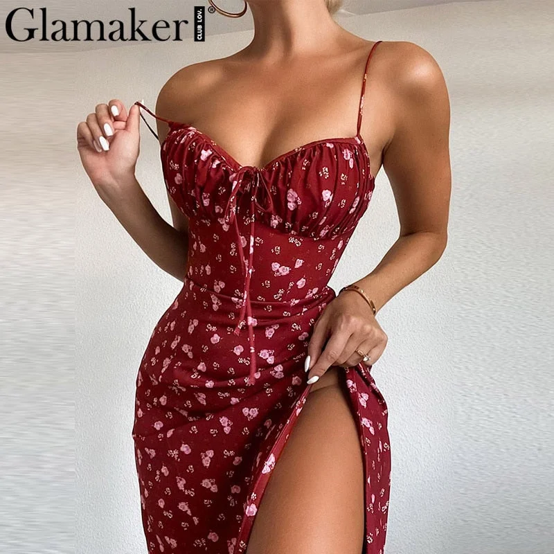 Abebey Floral Print  Bodycon High Split Dress Women 2023 New Sleeveless Short Dress Party Club Elegant Backless Vestidos