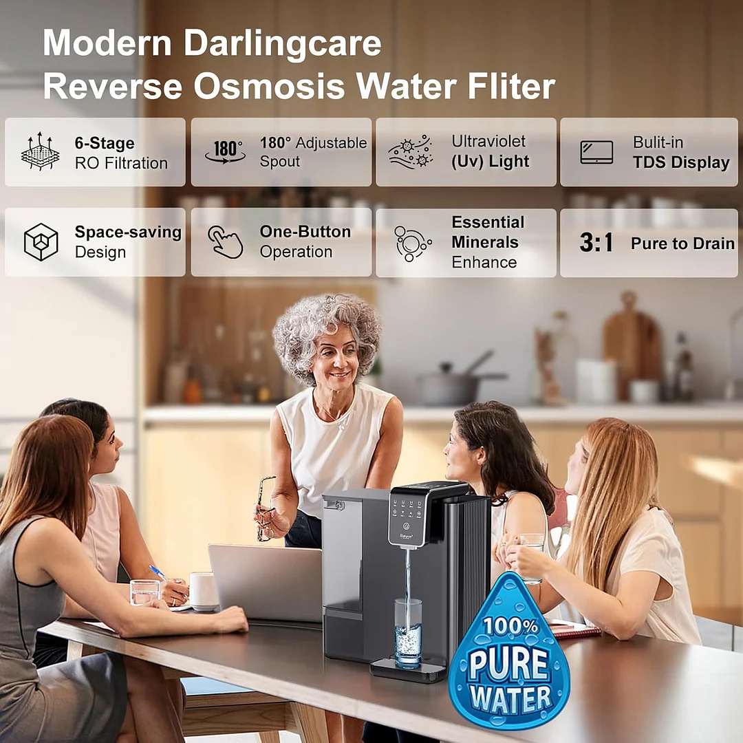 Reverse Osmosis Water Filter Countertop 6-Stage Reverse Osmosis System with UV TDS Monitor