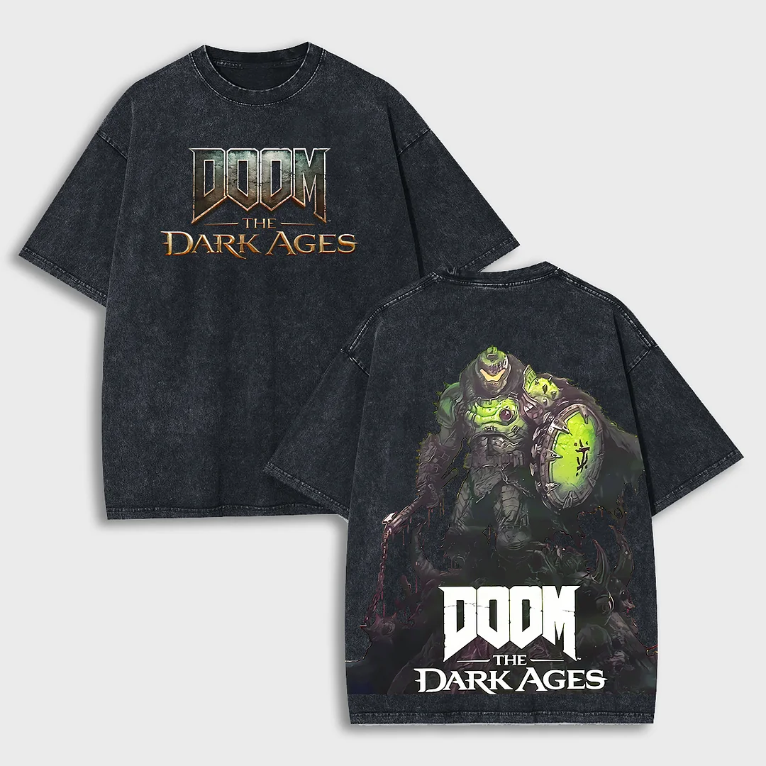 Doom The Dark Ages Printed Unisex Washed T-Shirt