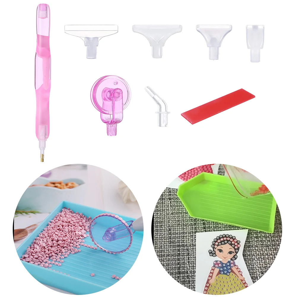 Resin 5D Diamond Painting Pen Kit with 5 Drill Pen Picking Heads and 1 Glue Clay