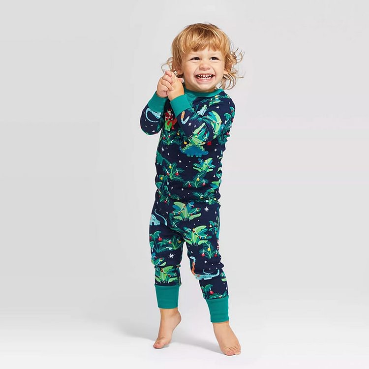 Family Matching Dinosaur Pajamas Set with Pet Dog Clothes