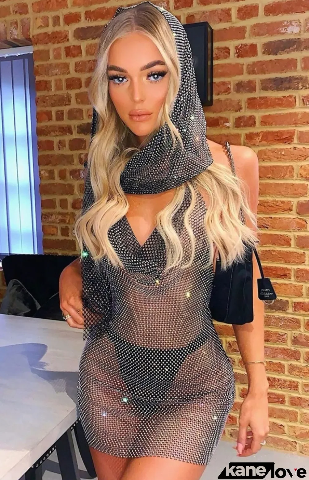 Summer Black Sparkly Halter Mini Club Dress