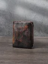 Genuine Leather Short Wallet First Layer Cowhide Vintage Old Hand-brushed Color
