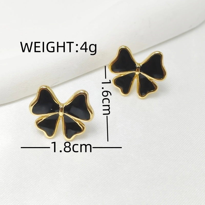 1 Pair Elegant Sweet Commute Bow Knot Enamel 304 Stainless Steel Ear Studs