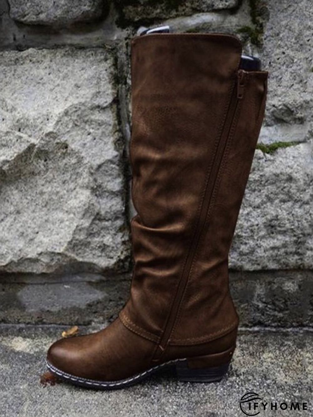 Vintage Casual Pleated Zip Riding Boots | IFYHOME