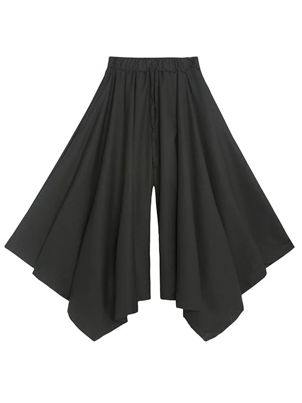 Casual Solid Wide Leg Capri-Pants