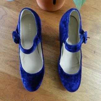 Custom Made Blue Mary Jane Chunky Heel Pumps |FSJ Shoes