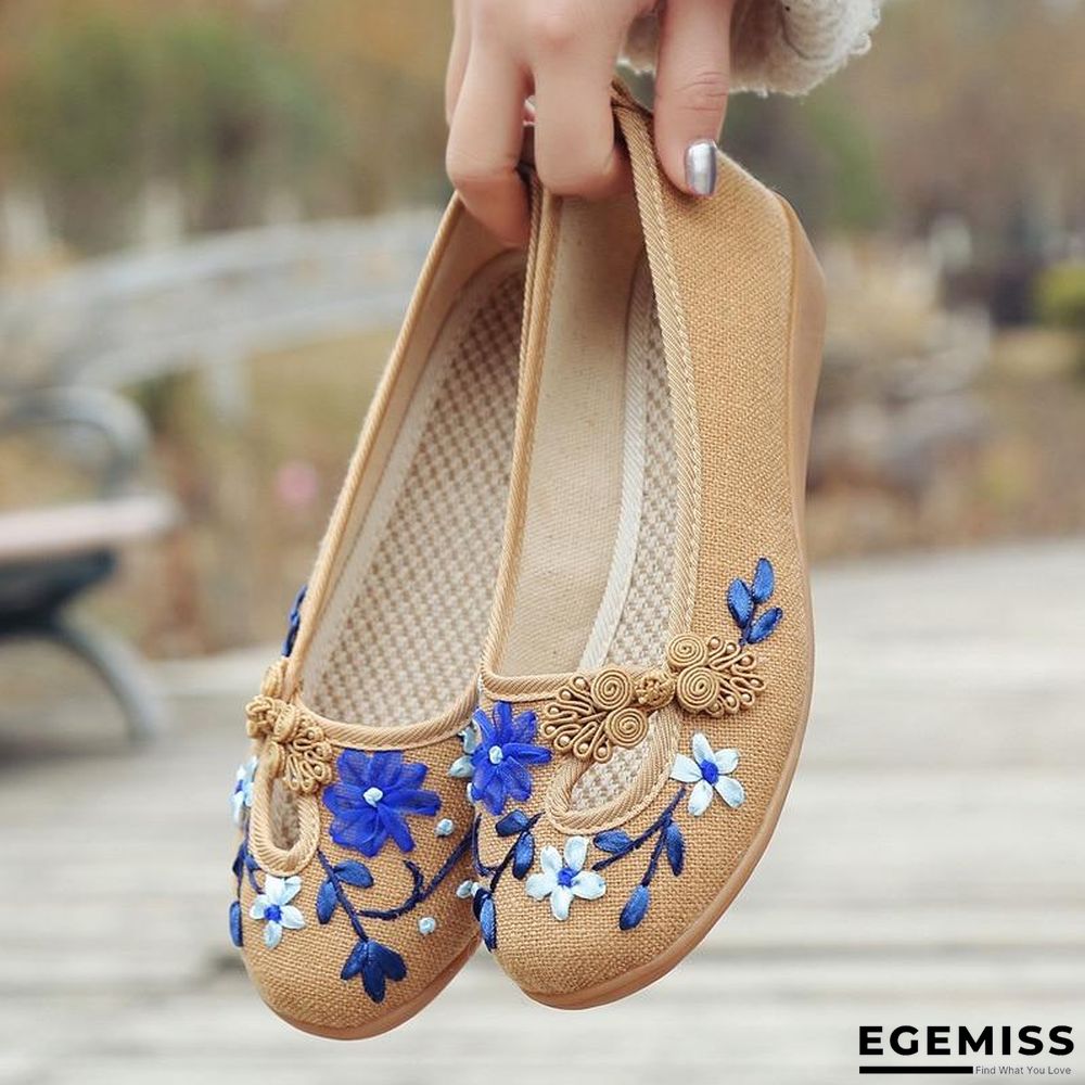 3D Flowers Women Linen Slip On Ballet Flats Breathable Fabric Shoes | EGEMISS