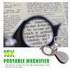 Portable 15X Folding Key Ring Magnifier Key Chain Magnifying Glass Loupe