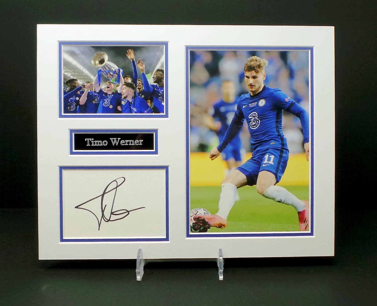 Timo WERNER Signed Chelsea Champions League Mounted Photo Poster painting Display AFTAL RD COA